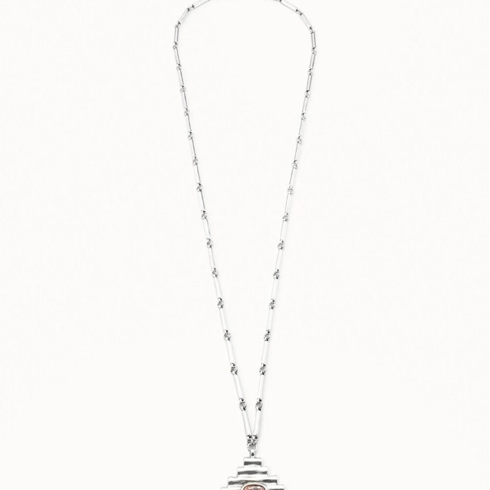NWT Uno De 50 Bossy Waterfalls Necklace Pink Crystal Silver Plated Links chain - Picture 10 of 16